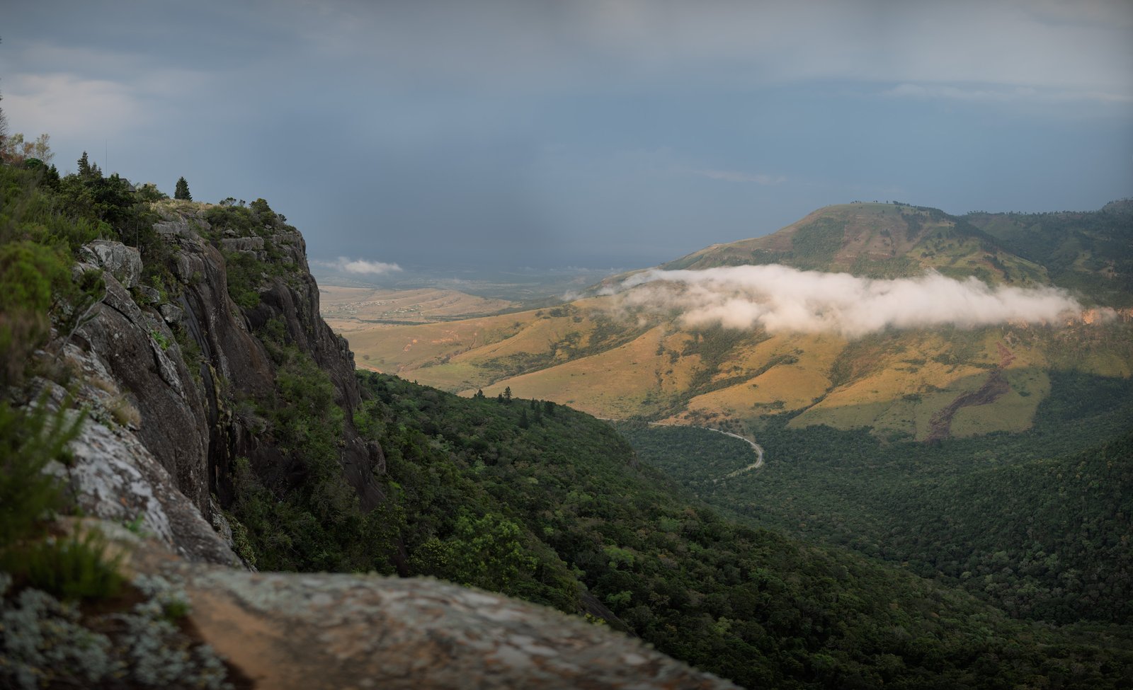 Low cloud drifting across a mountain valley near Hogsback.